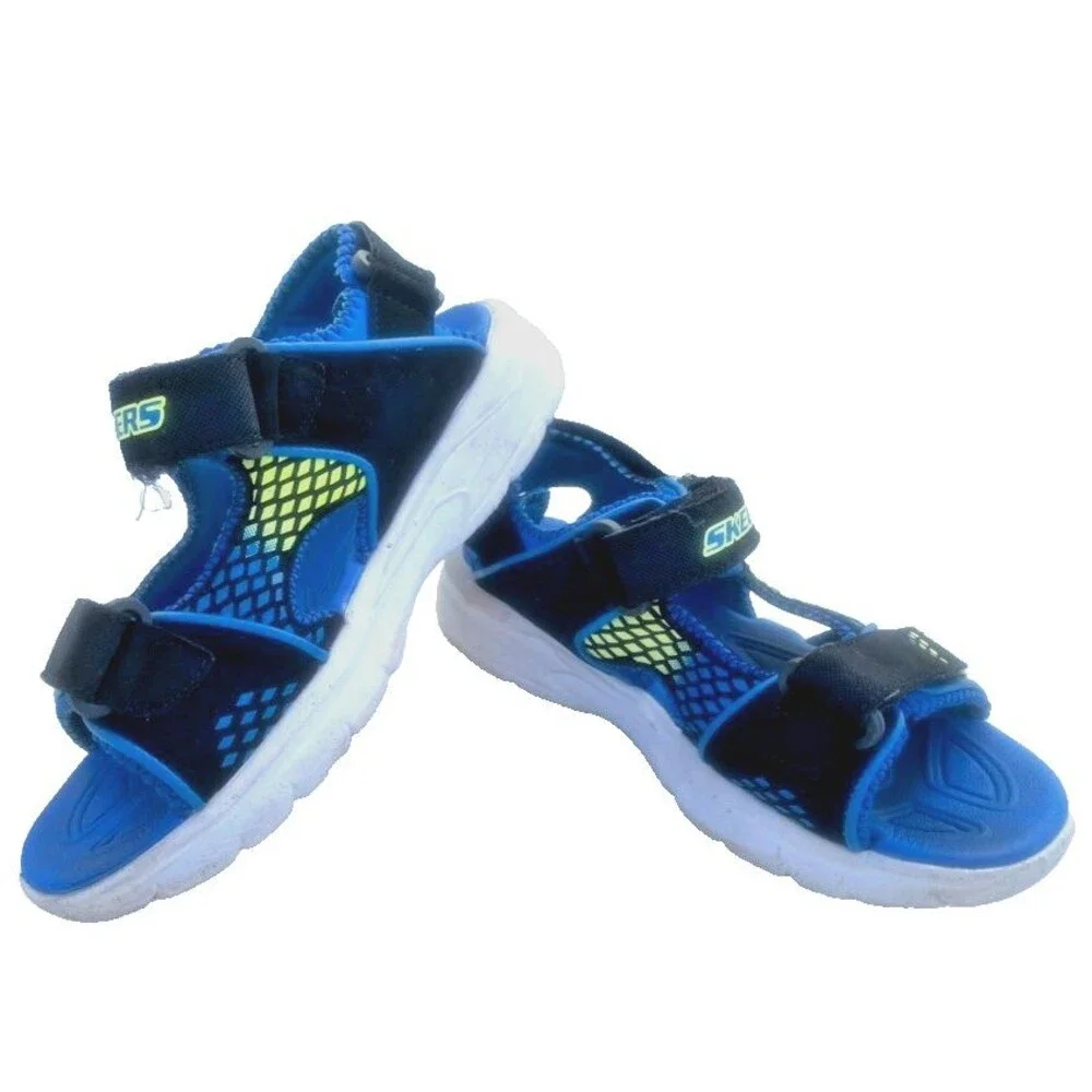 Skechers Mega Boys Sandals Size 3 Youth Light-up Multi Adjust Straps Water Shoes
